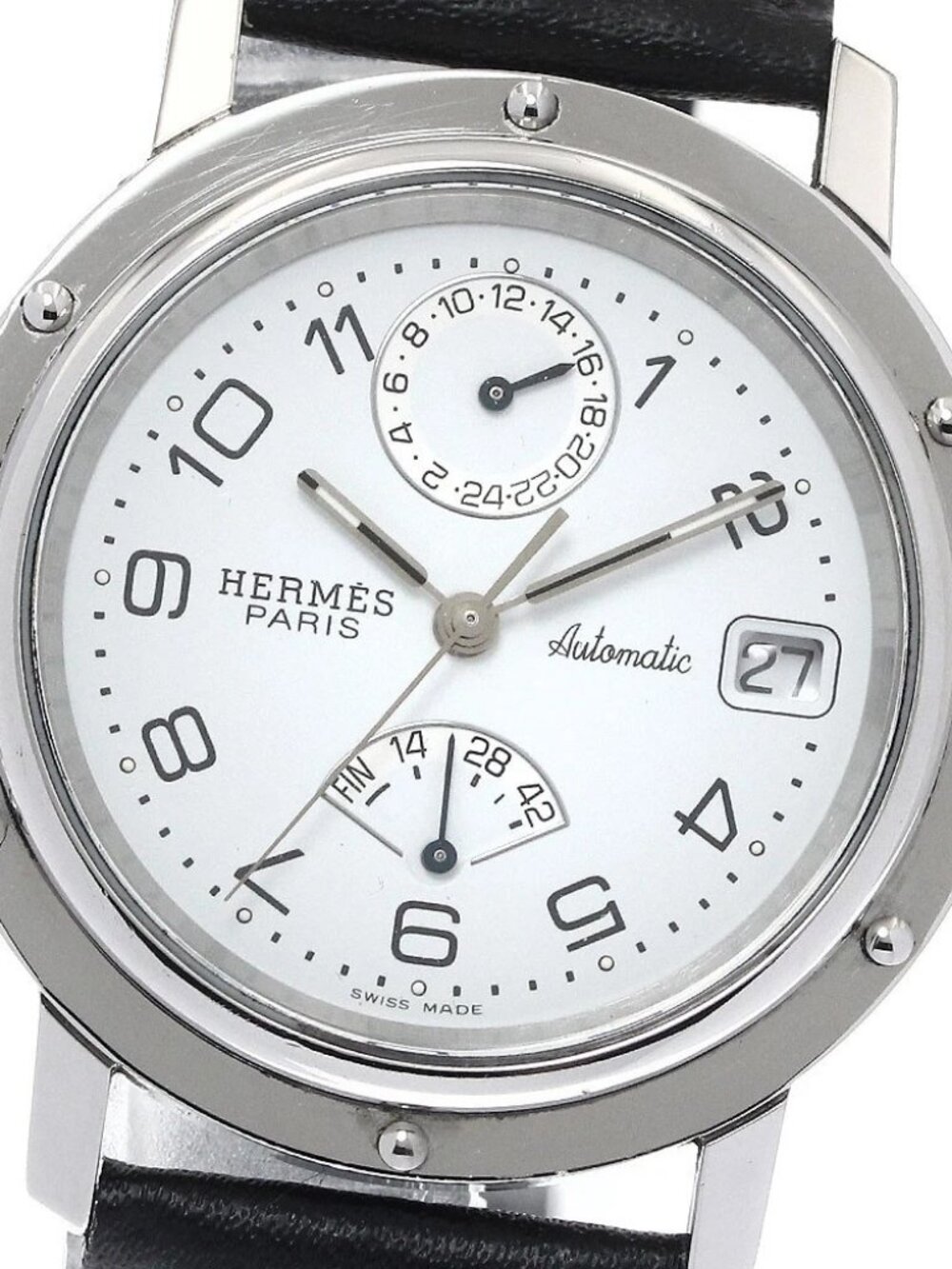 HERMES Clipper CL5.710 GMT date white Dial Automatic Men's Watch_903008